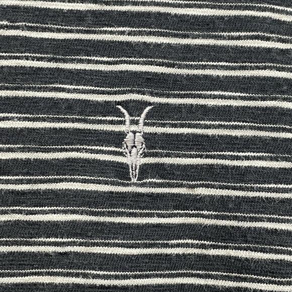 AllSaints Shirt Mens Large Black Striped Short Sleeve Crew Logo Point Modal Tee - Picture 5 of 9